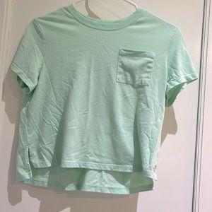 Seaweed Green Cotton Crop Top Woman